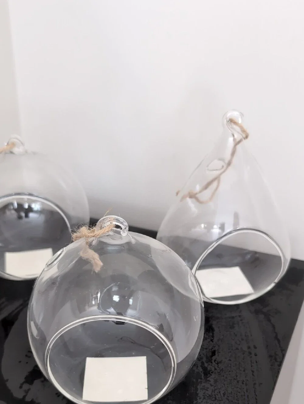 Clear Glass Hanging Teardrop Terrarium Planter with Rope